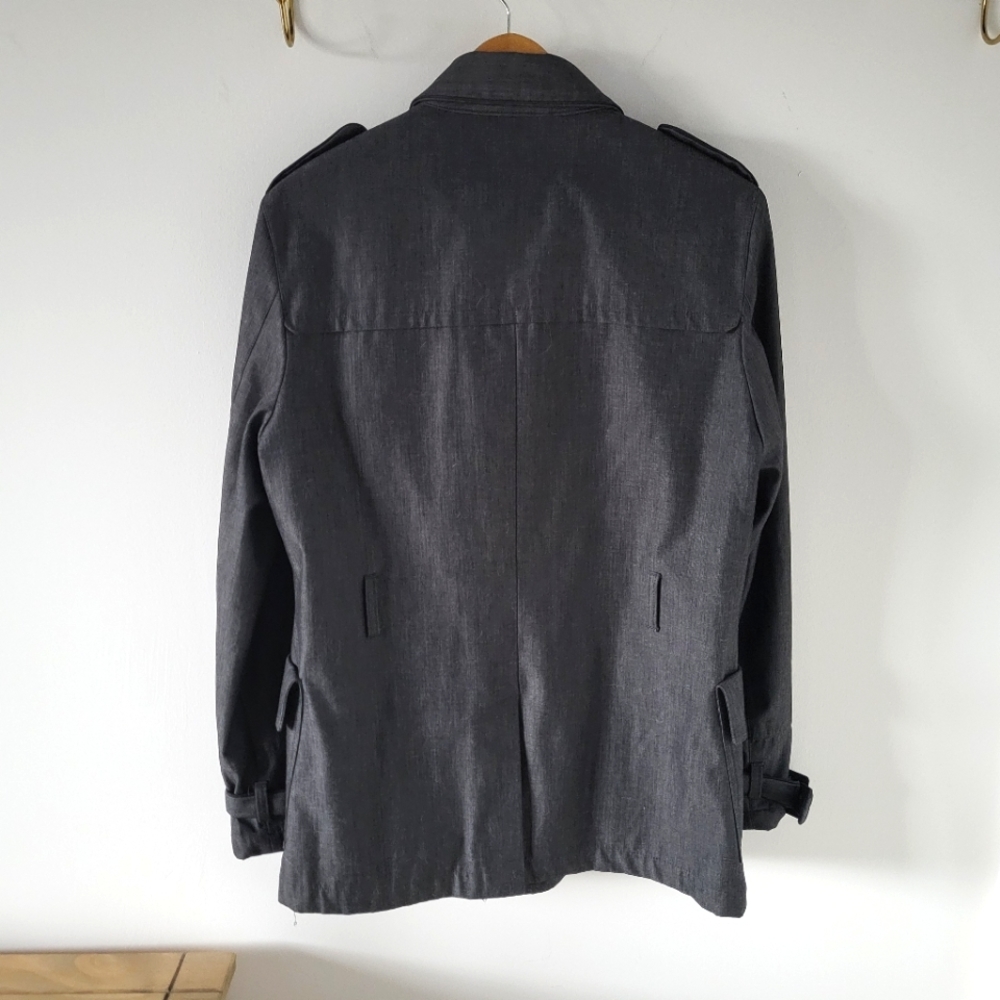 Men's Medium Grey Botton Up Topman Overcoat - Picture 2 of 6